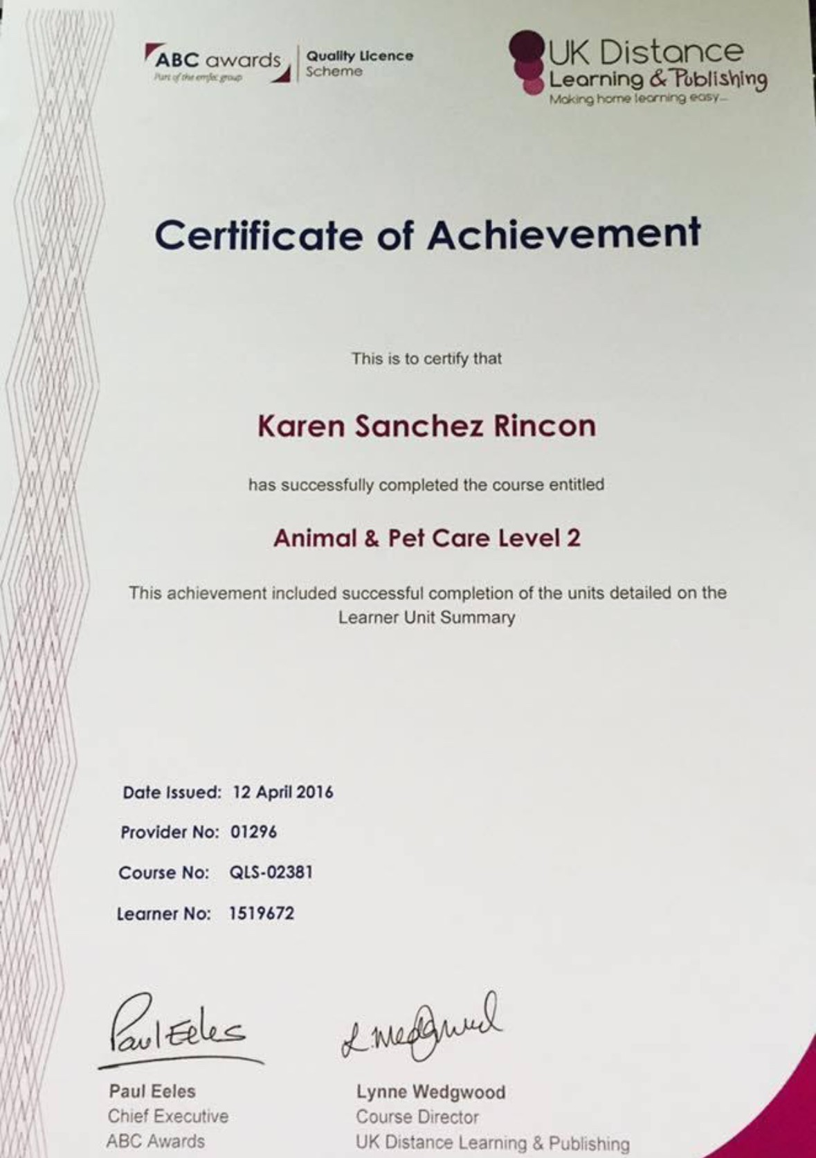 Certificado en Cuidado Animal